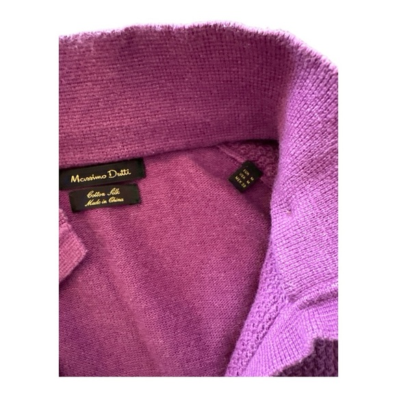 Massimo Dutti Purple Cable Knit Sweater M Silk Blend V-Neck Jumper - Picture 8 of 8
